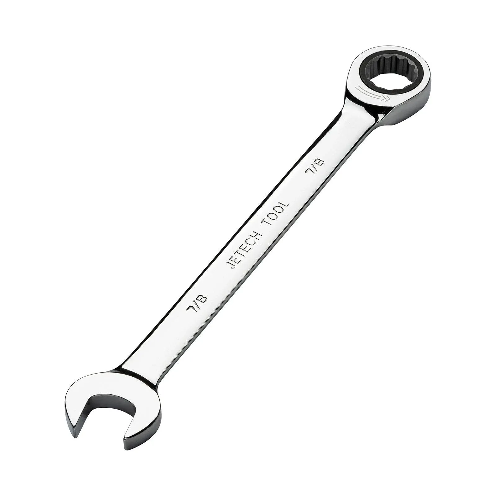 Jetech 7/8 Inch Ratcheting Combination Wrench, Industrial Grade Gear Spanner with 12-Point Design, 72-Tooth Ratchet, Cr-V Steel, SAE