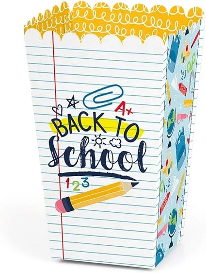 Big Dot of Happiness Back to School Classroom Decorations Favor Popcorn Treat Boxes