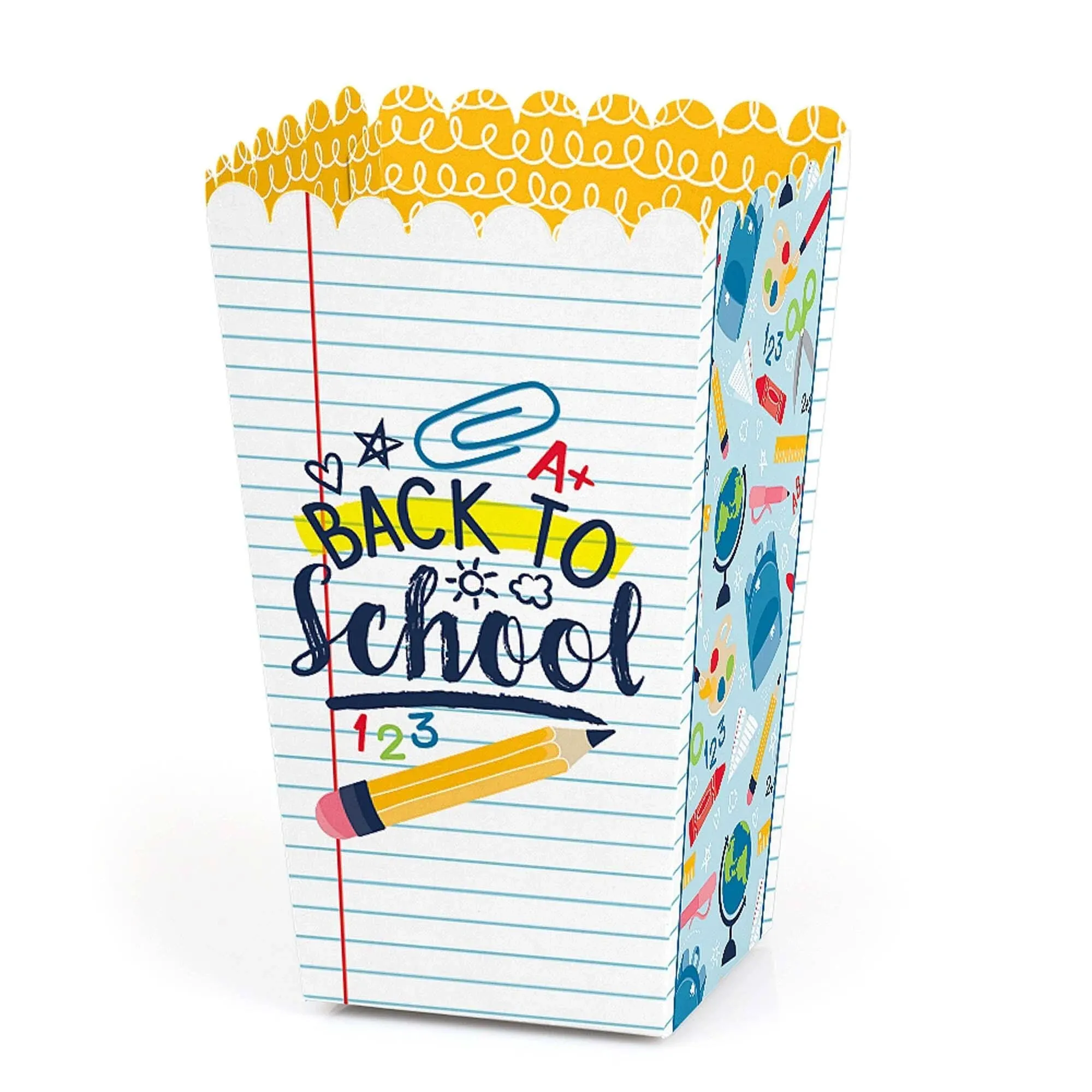 Big Dot of Happiness Back to School - First Day of School Classroom Decorations and Favor Popcorn Treat Boxes - Set of 12