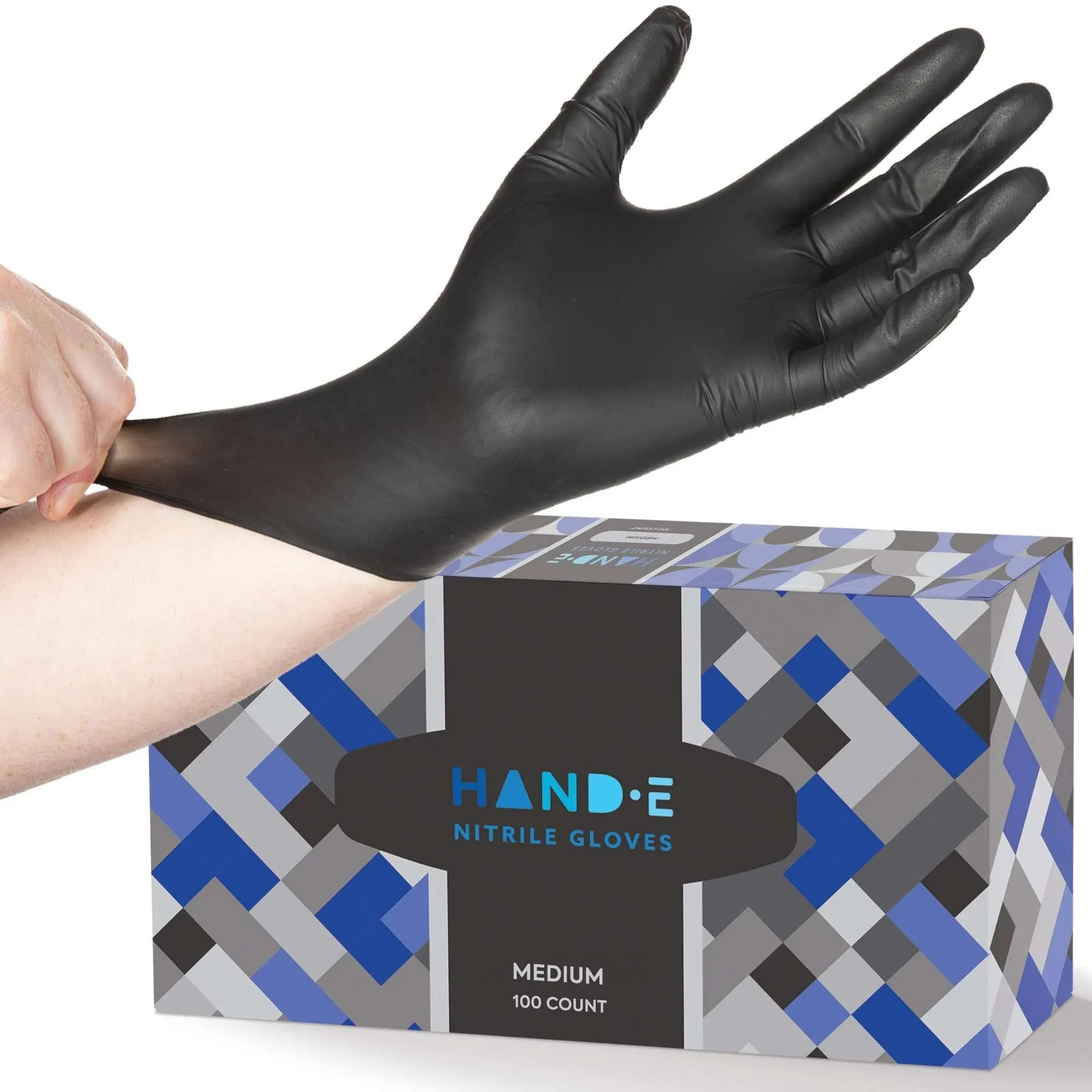 Hand-E Touch Black Nitrile Medical Gloves Disposable x Large - 200 Count ...