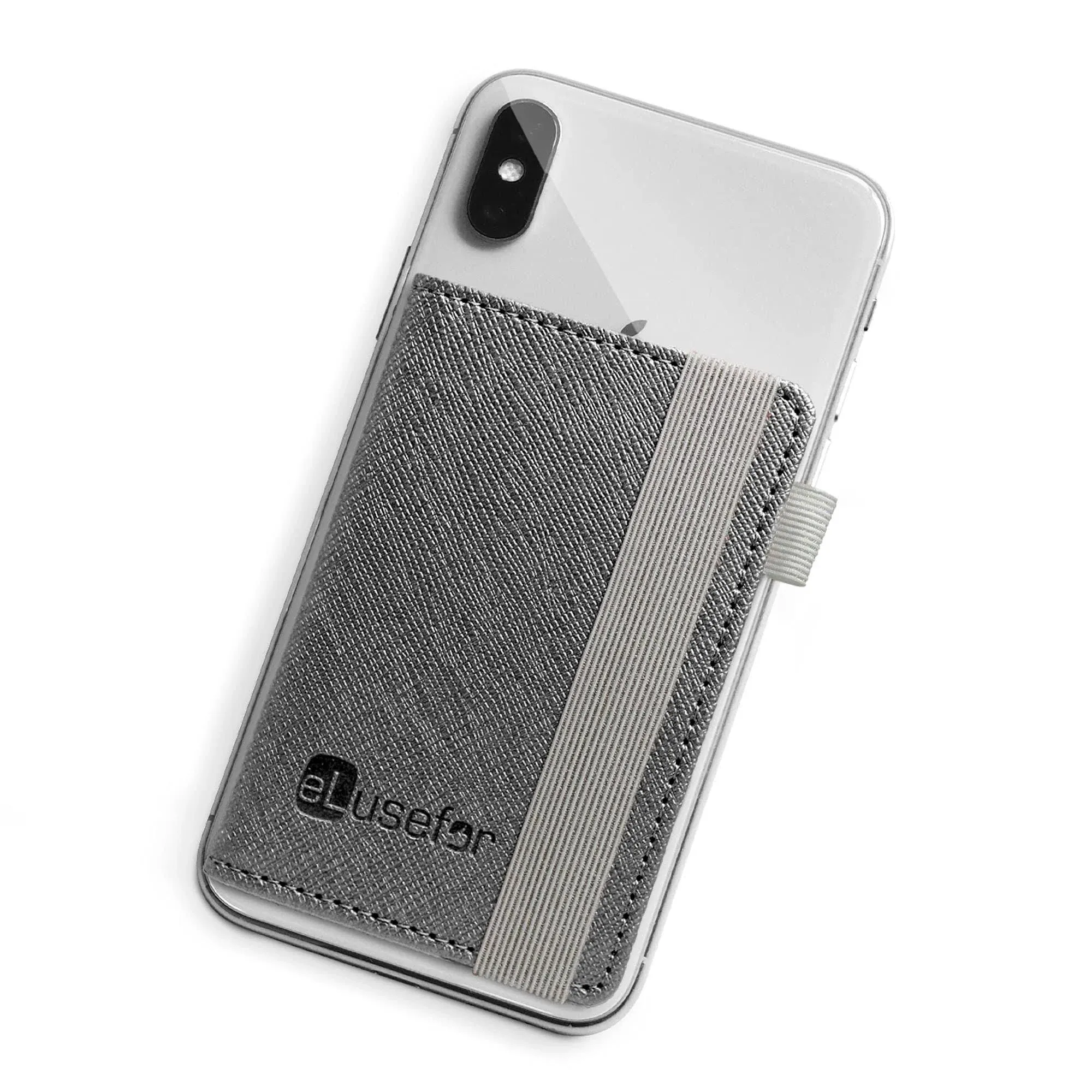 Stick-On Phone Wallet for Back of iPhone or Android Case | 6 Sleeve Credit Card Holder - Pocket for Cards, Money & ID - Built-in Stand - Waterproof Material - Travel, Work & Life-Proof - DimGrey