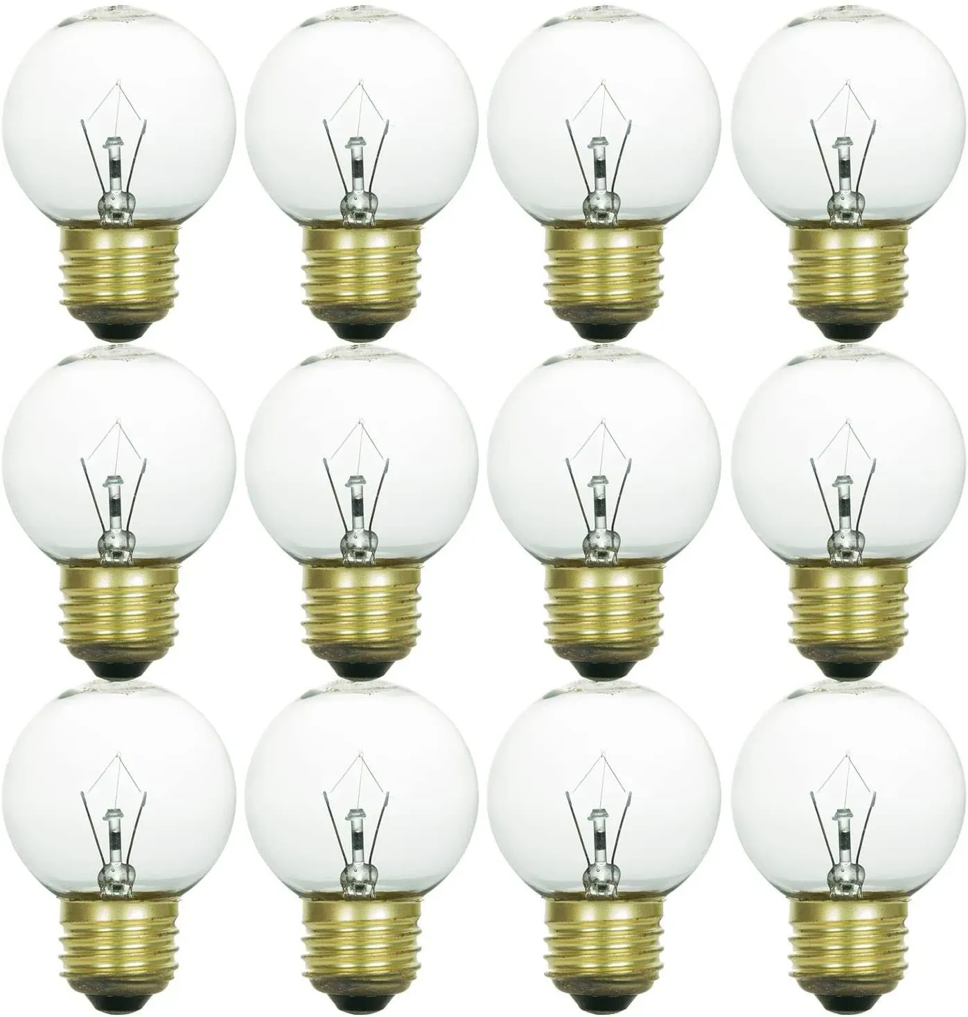 Sunlite 25G16/CL/MED/12PK 25W Incandescent G16 Globe Light Bulb Medium (E26) Base ...