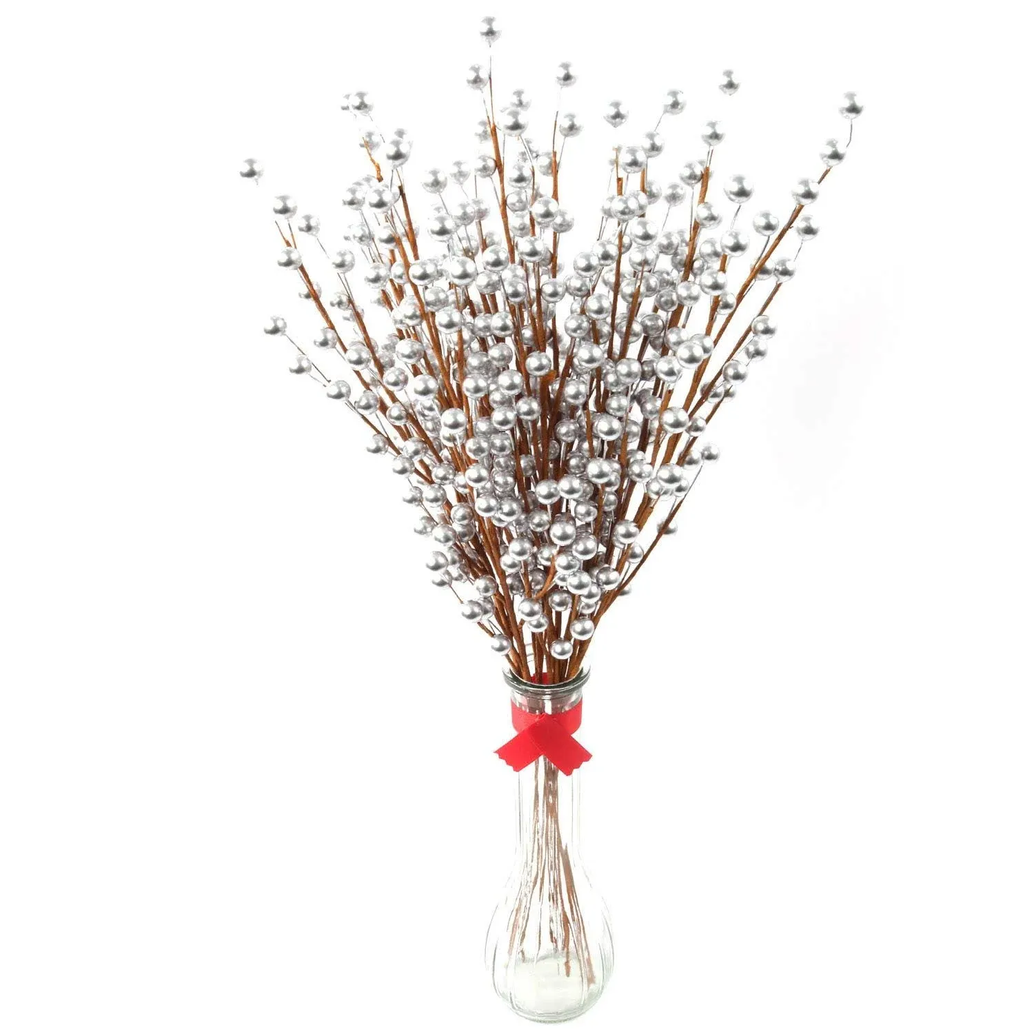 12 Silver Holly Berry Stem Picks 19" 12 Silver Holly Berry Stem Picks 19" - Traditional - Christmas Decorations - by AT HOME FLORAL | Houzz