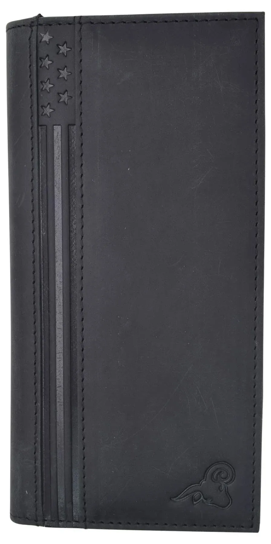 Genuine Leather Checkbook Cover for Men & Women Checkbook Holder Wallet RFID Blocking USA Series (Black)