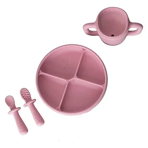 TalkTools Itsy Baby Utensil Set – Silicone Training Cup, Plate and Twin Sp