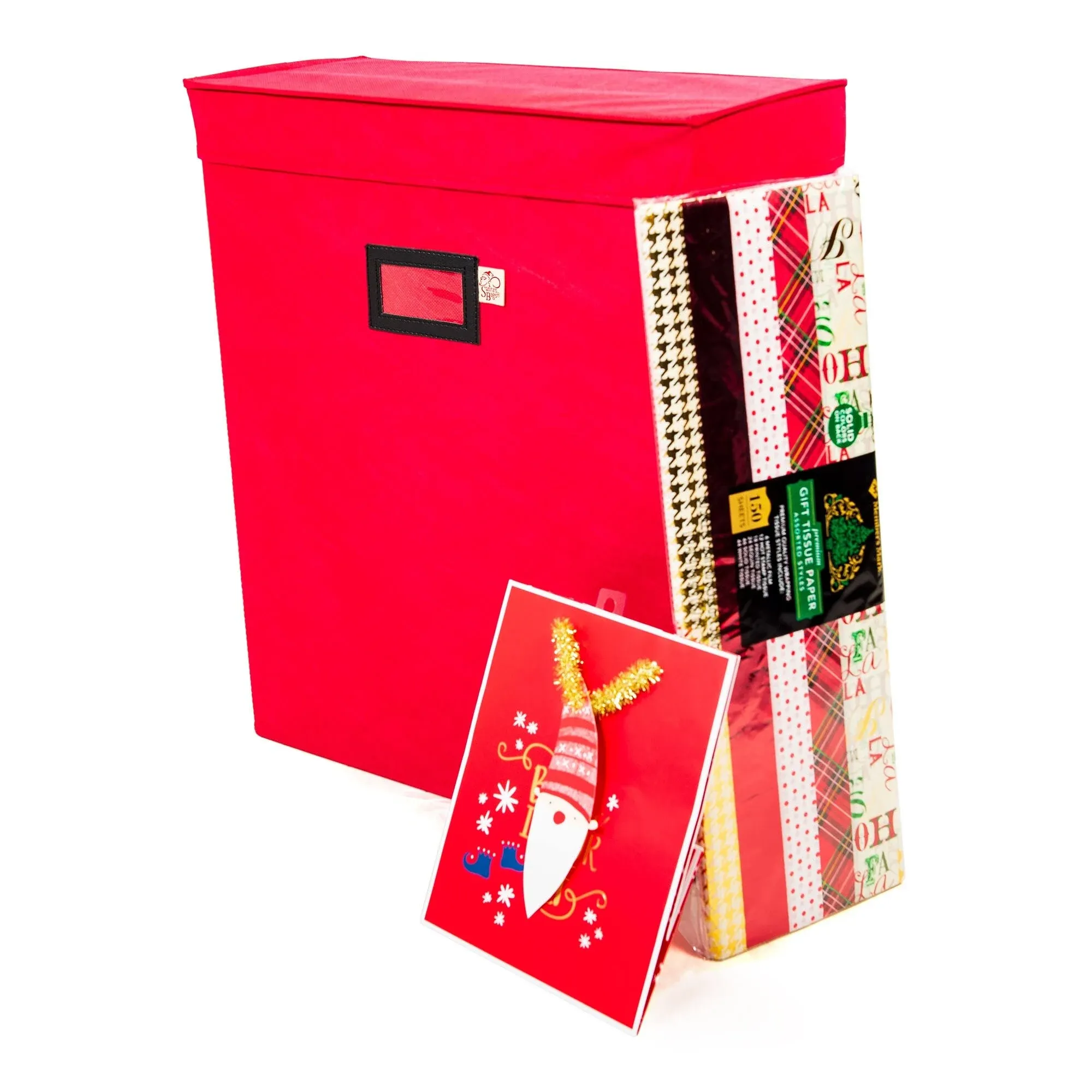 Santa's Bags Red Gift Bag & Tissue Paper Storage Box