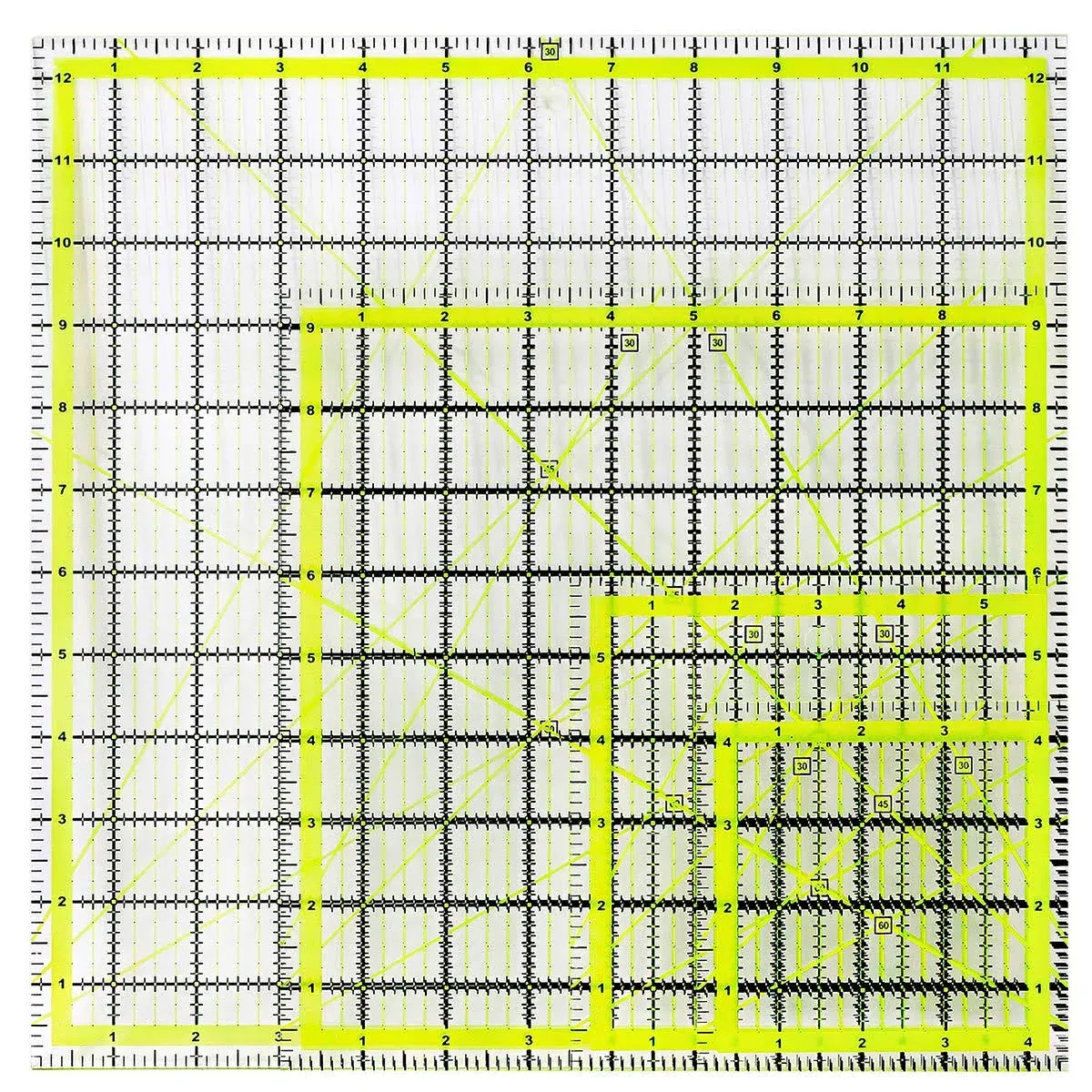 UOOU 4 Pack Quilting Ruler, Square Quilting Rulers Fabric Cutting Ruler Acrylic ...