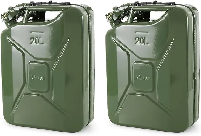 2 Wavian 3008 5.3 Gallon 20 Liter Authentic Carb Fuel Jerry Can w/Spout, Green