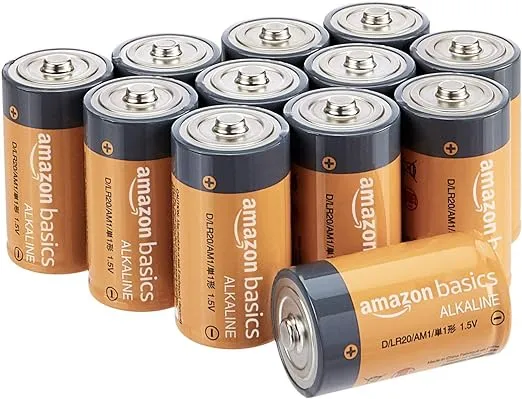 AmazonBasics D Cell 1.5V Alkaline Batteries - Pack of 12