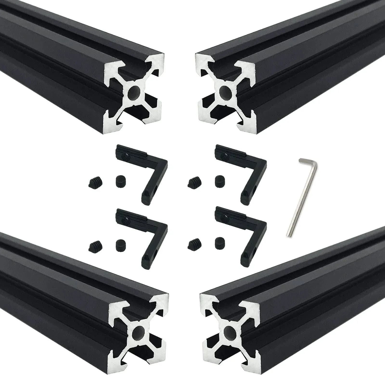 VICHSAMWY 4PCS 300mm 2020 V European Standard Anodized Black Aluminum Profile Extrusion Linear Rail for 3D Printer and CNC Machine