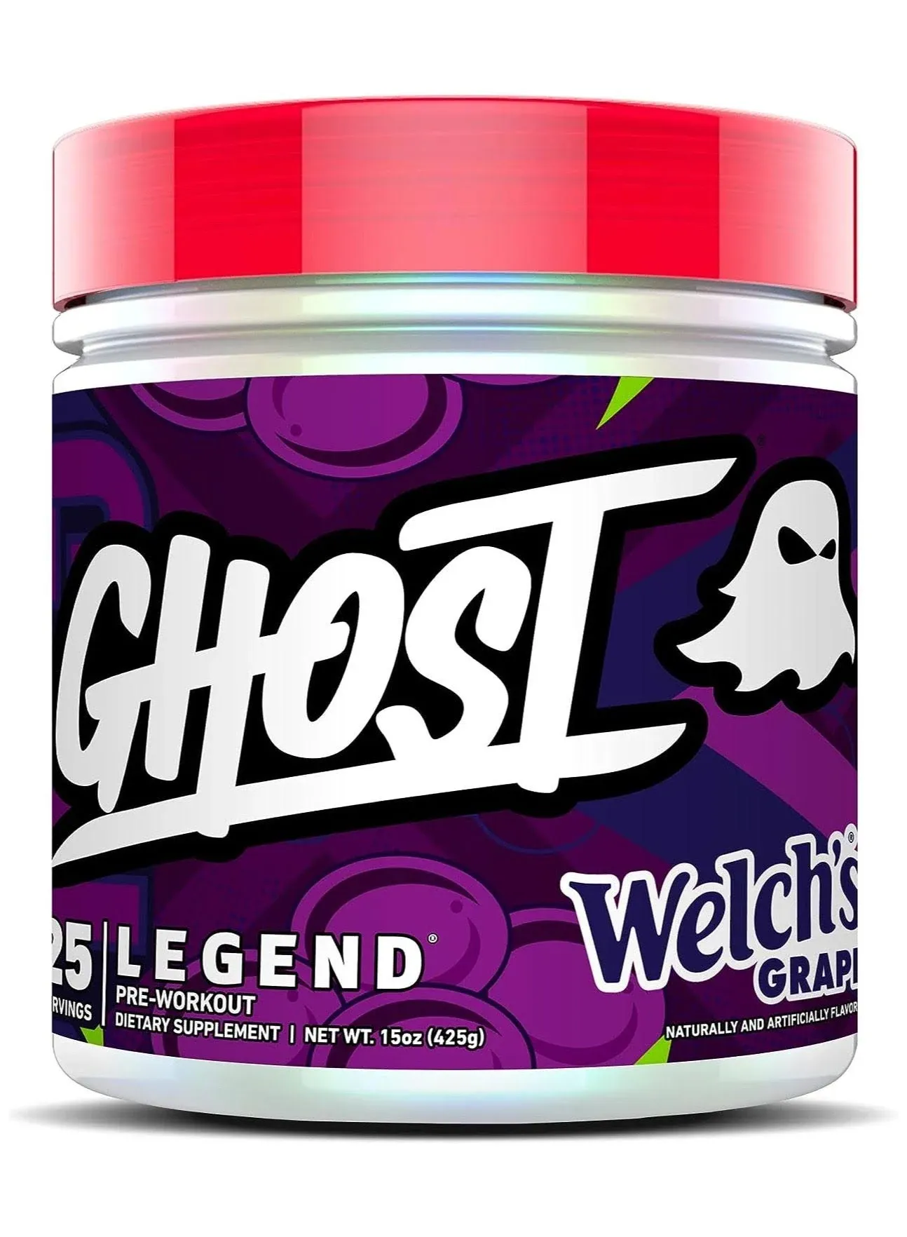 GHOST Legend V2 Pre-Workout Energy Powder, Welch's Grape - 25 Servings - Caffeine, L-Citrulline, & Beta Alanine Blend for Energy Focus & Pumps - Free of Soy, Sugar & Gluten, Vegan