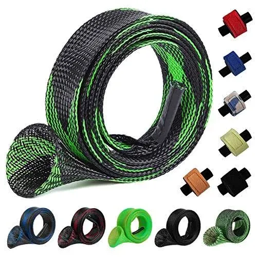 Koogel Fishing Pole Sleeves, 12PCS Fishing Rod Cover Set,6PCS Rod Socks with 6PCS Rod Straps for Spinning Fishing Rod, Fly Fishing Rod, Casting Fishing Rod