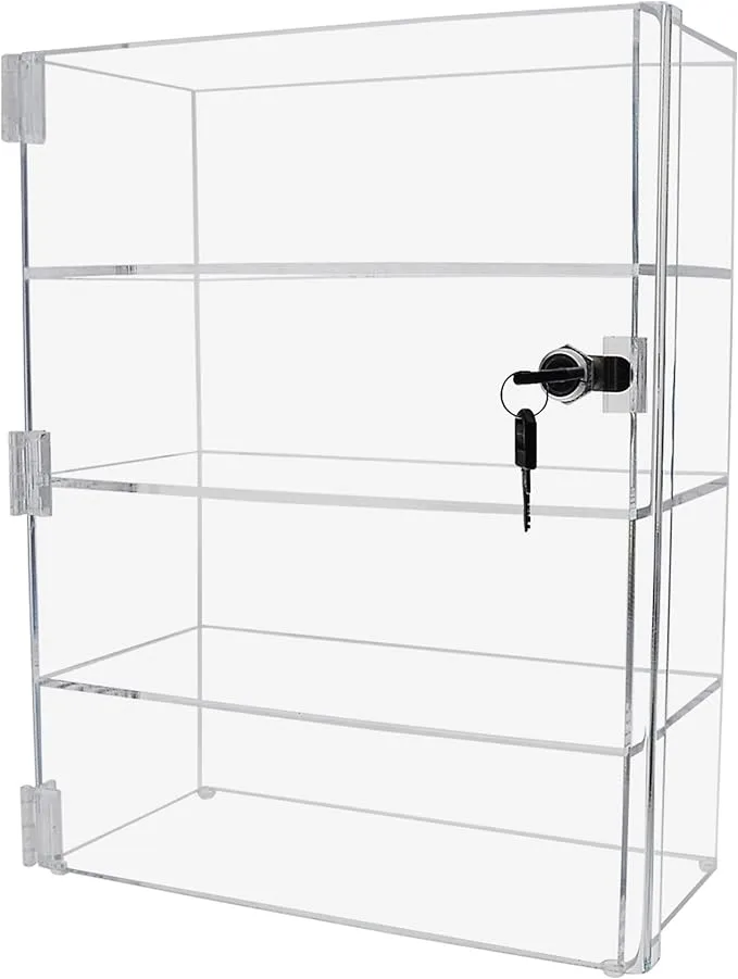 305Displays Acrylic Countertop Display Case 12" x 6" x 16" Locking Security Showcase Safe Box