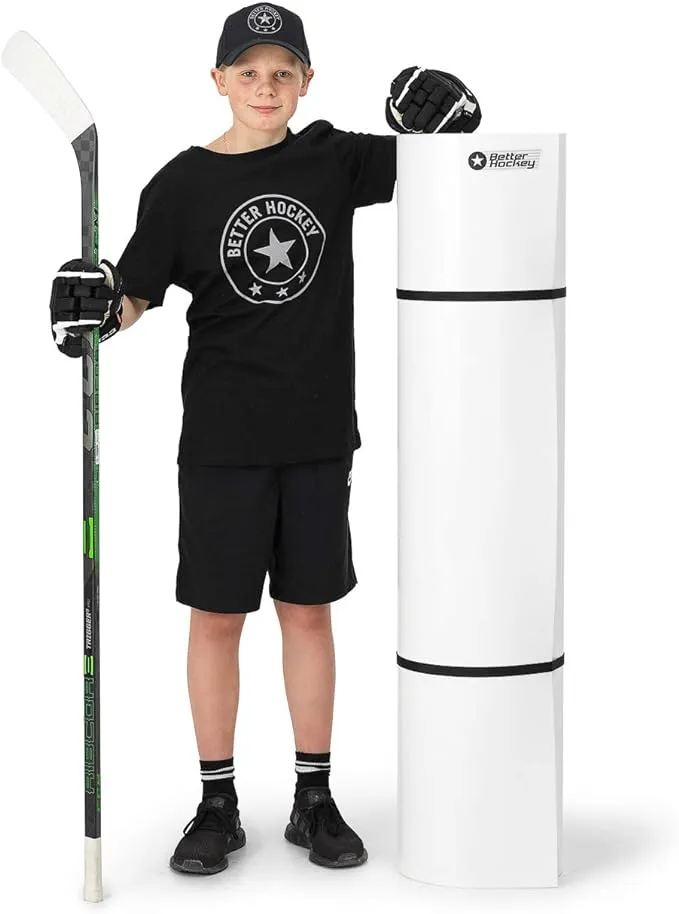 Better Hockey Portable Roll-Up Shooting Pad - Feels Like Real Ice, for Passing Stickhandling and One Timers, Large 4.5 Foot x 10 Foot Size