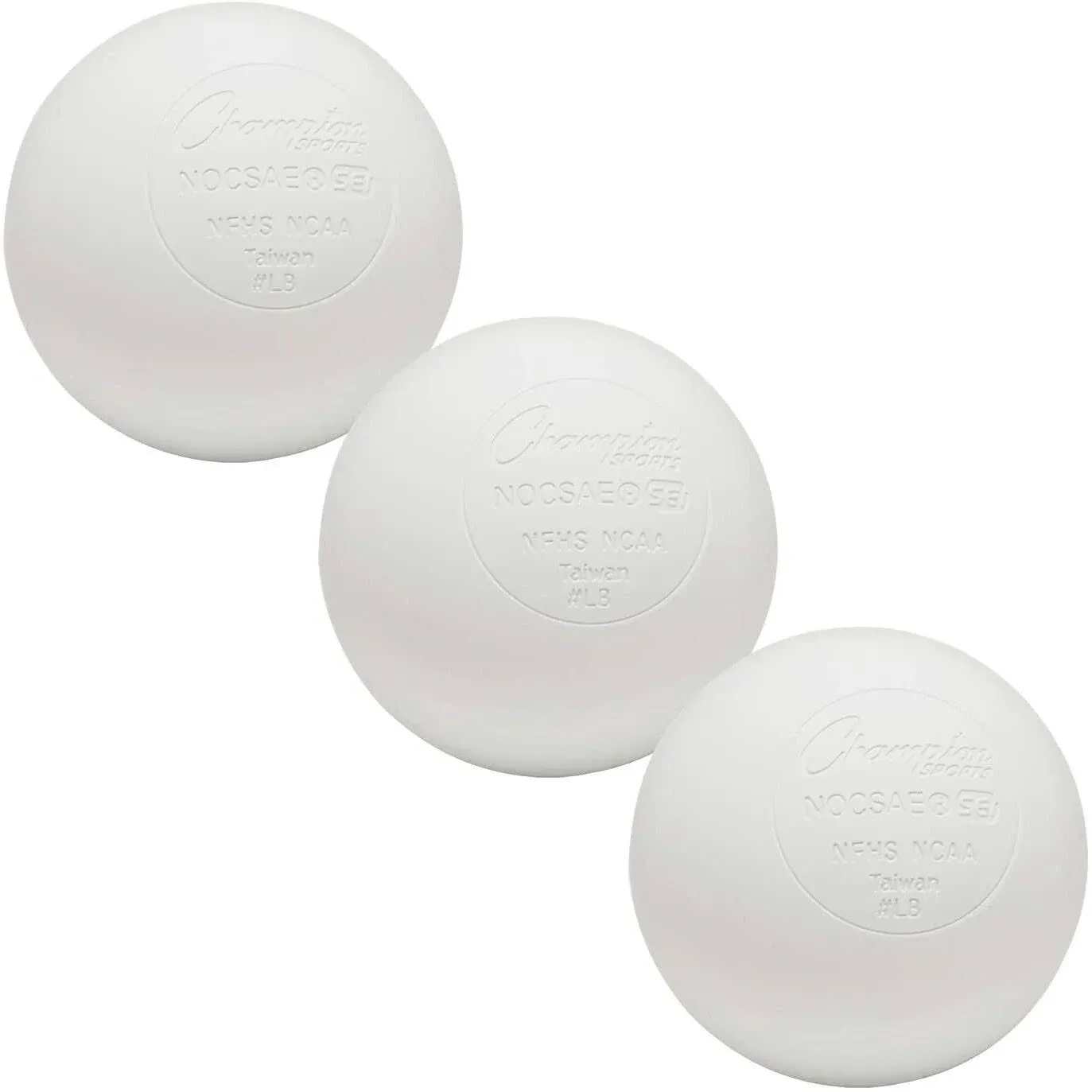 Champion Sports NOCSAE Lacrosse 3-Ball Set, White