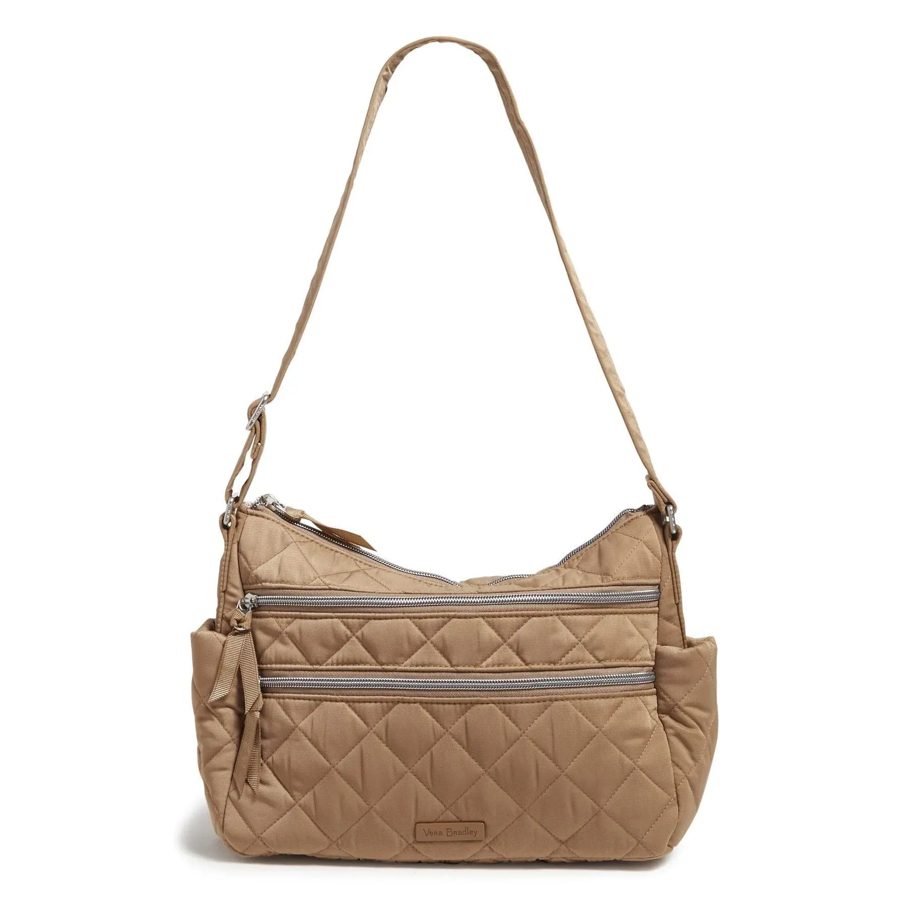 Vera Bradley Triple Zip Shoulder Bag in Performance Twill Color Meadowlark Tan