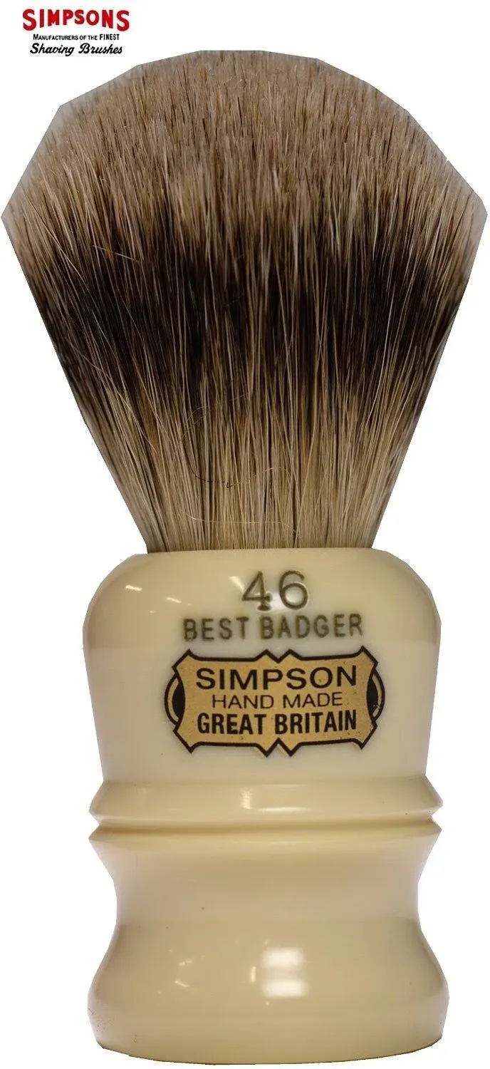 Berkeley 46 Badger Brush- Simpson Shaving Brushes - Faux Ivory Handle (Berkeley 46 Best)