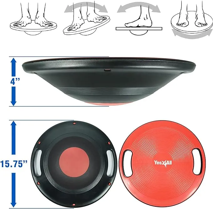 Yes4All Upgraded Wobble Balance Board, 16.34" TPE Non-slip, Stability Board for Home Gym, Standing Desk & Physical Therapy