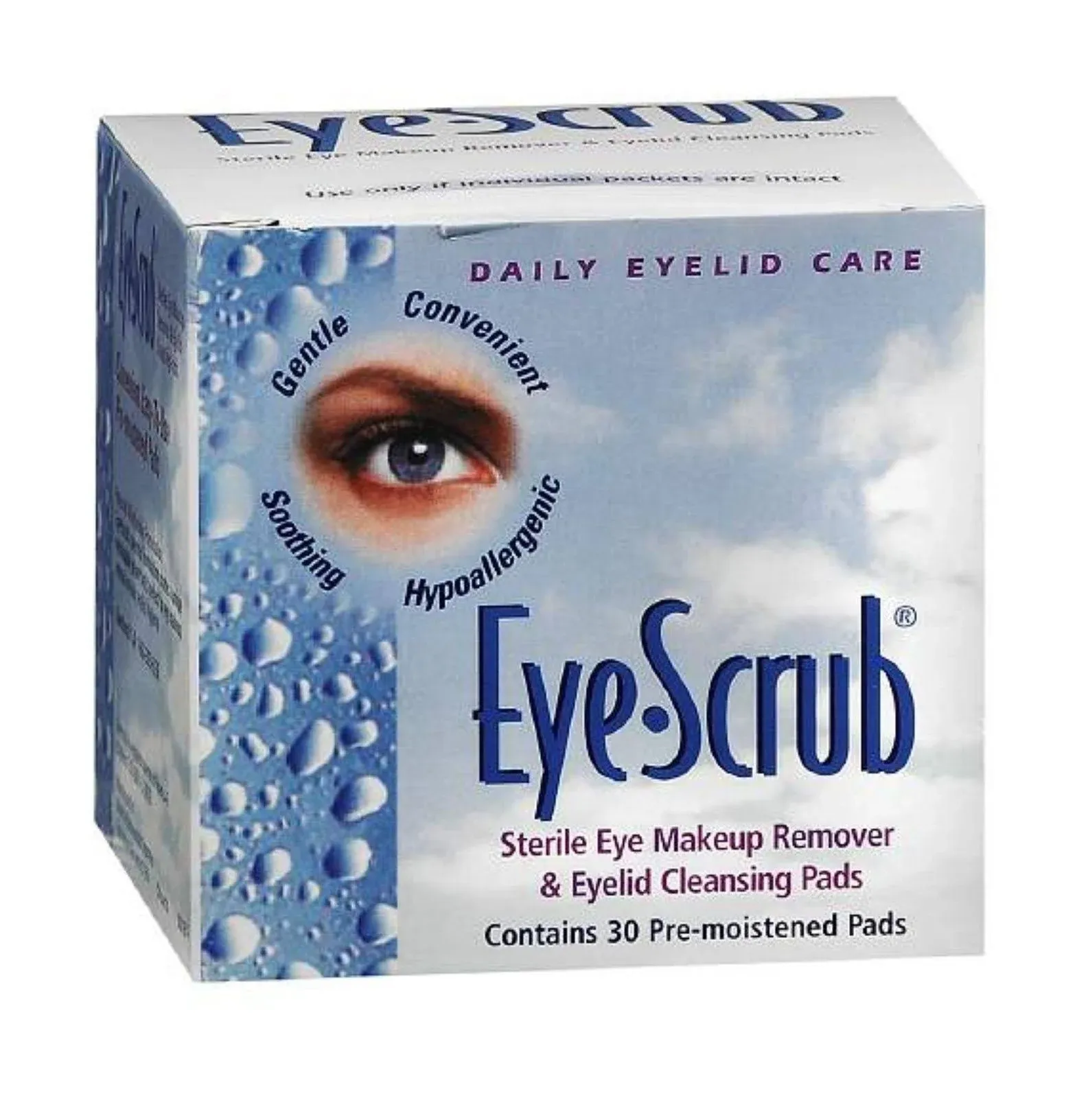 Eye Scrub Sterile Eye Makeup Remover & Eyelid Cleansing Pads 30 ea (Pack of 3)