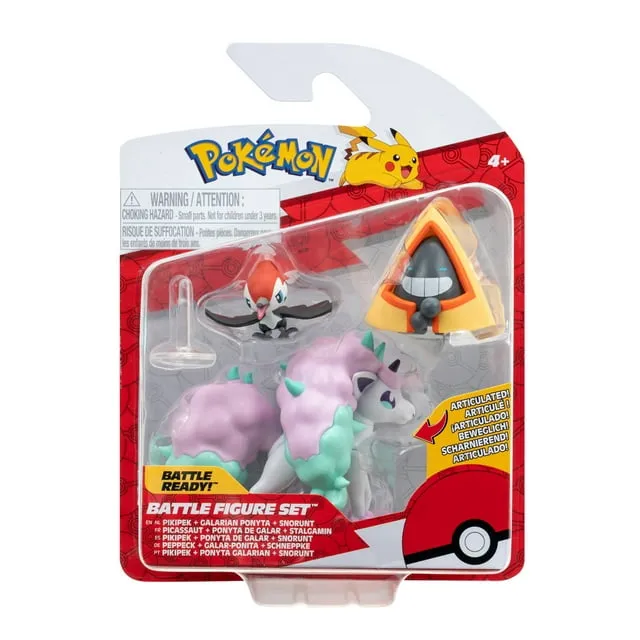 3pc Pokemon Ponyta Snorrunt Pikipek Battle Figure Nintendo Action Set