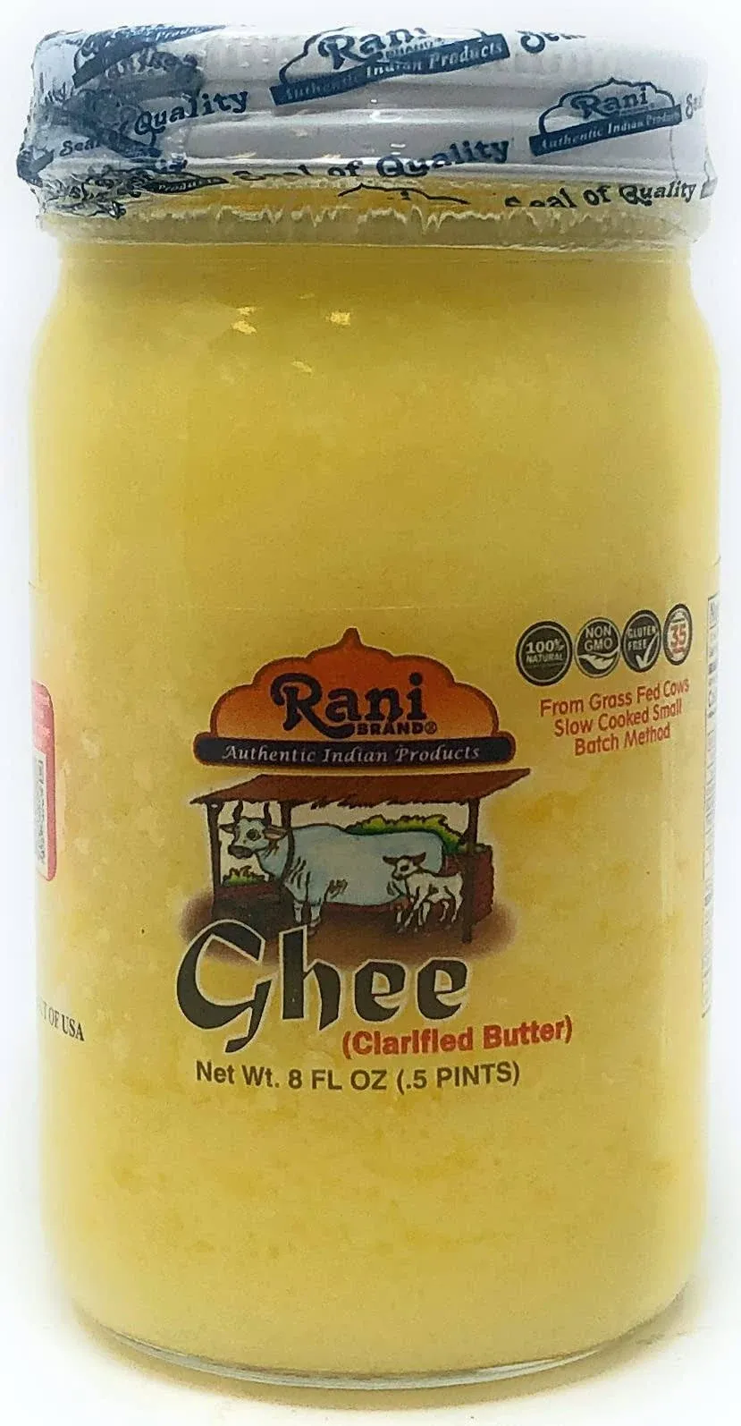 Rani Ghee Pure & Natural from Grass Fed Cows (Clarified butter) 8oz (227g) ~ Glass Jar | Paleo Friendly | Keto Friendly