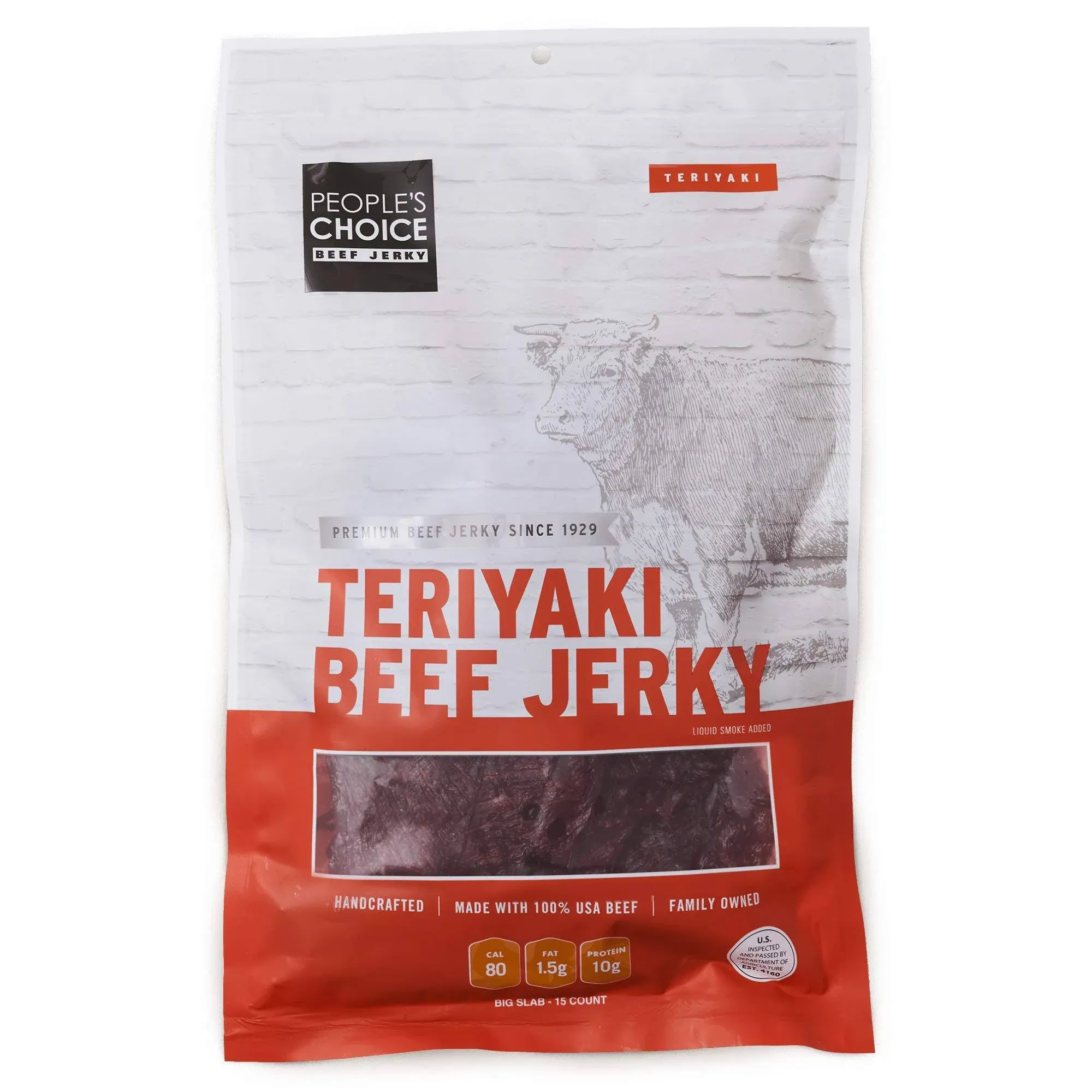 People's Choice Beef Jerky - Classic - Teriyaki - Big Slab - Whole Muscle Cuts -