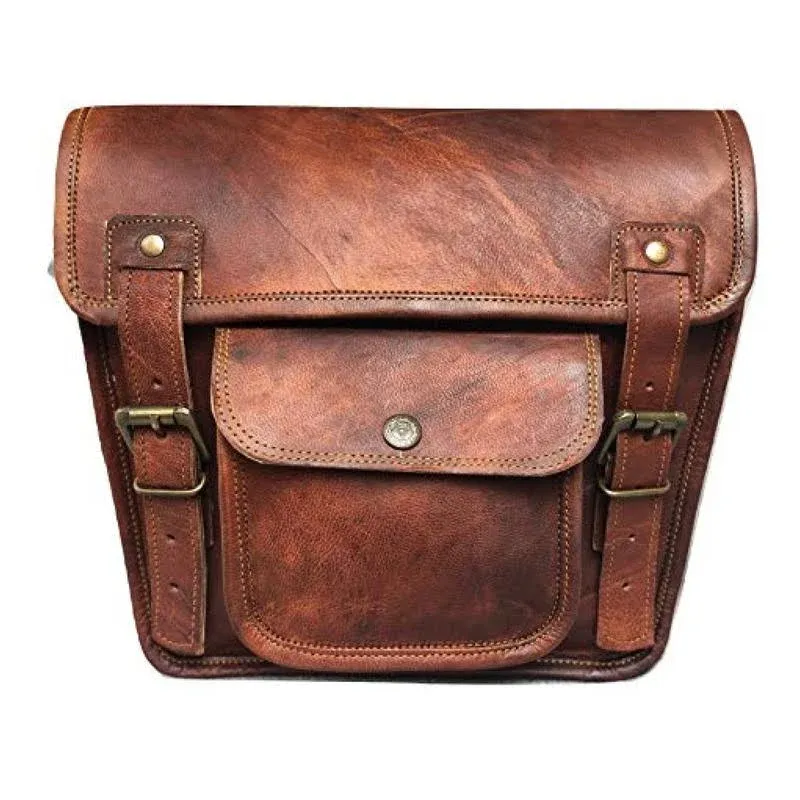 Vintage Craft Shop Leather Side Pouch | Motorcycle Bag Saddlebags | Handlebar ...