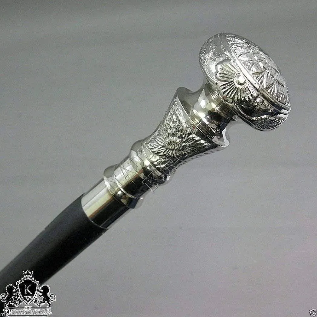 Nautical Gift Decor Vintage Antique Walking Cane Wooden Walking Stick Silver ...