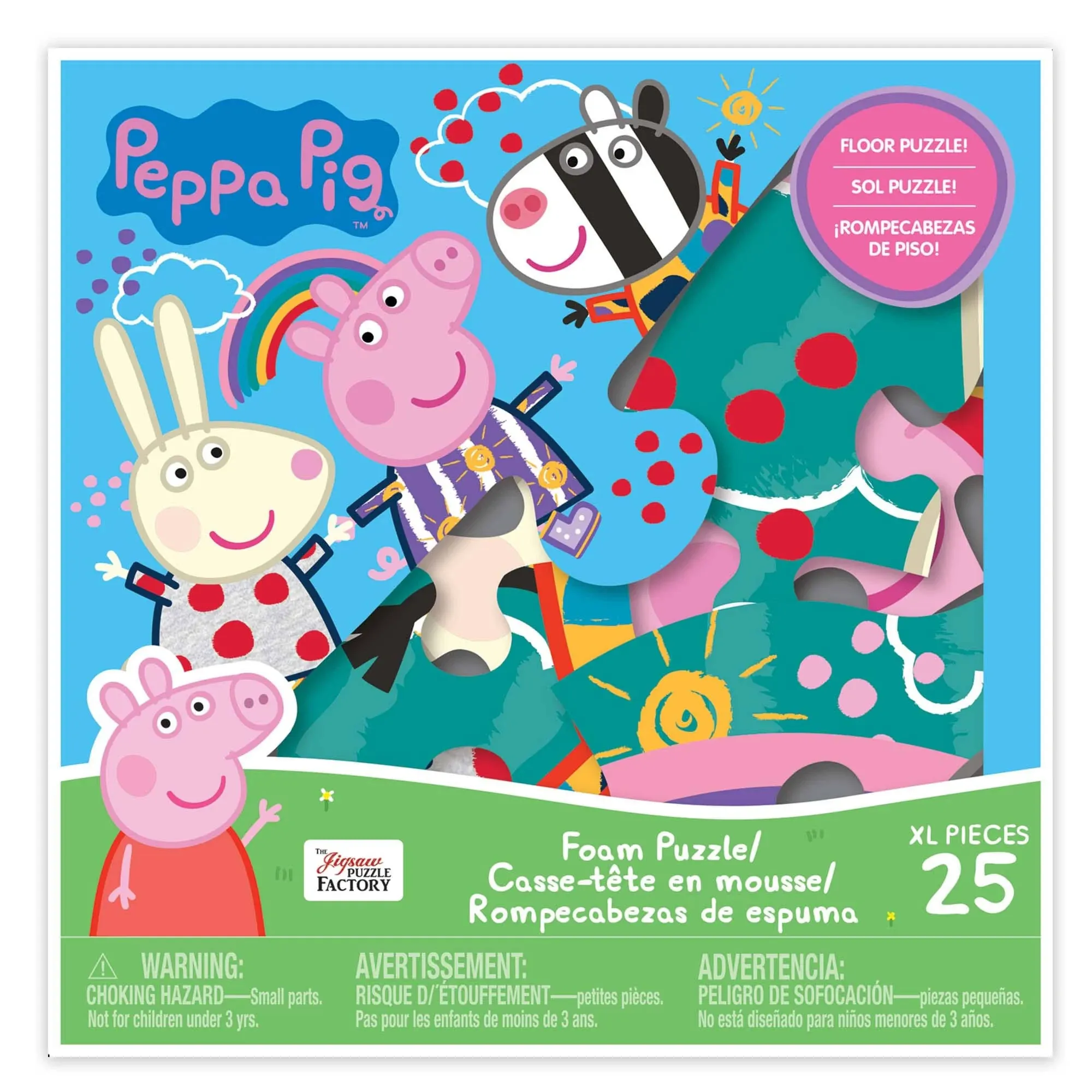 Peppa Foam Jigsaw Puzzle, Large Floor Puzzle, 25 Piece Puzzle for Kids 3 and Up ...