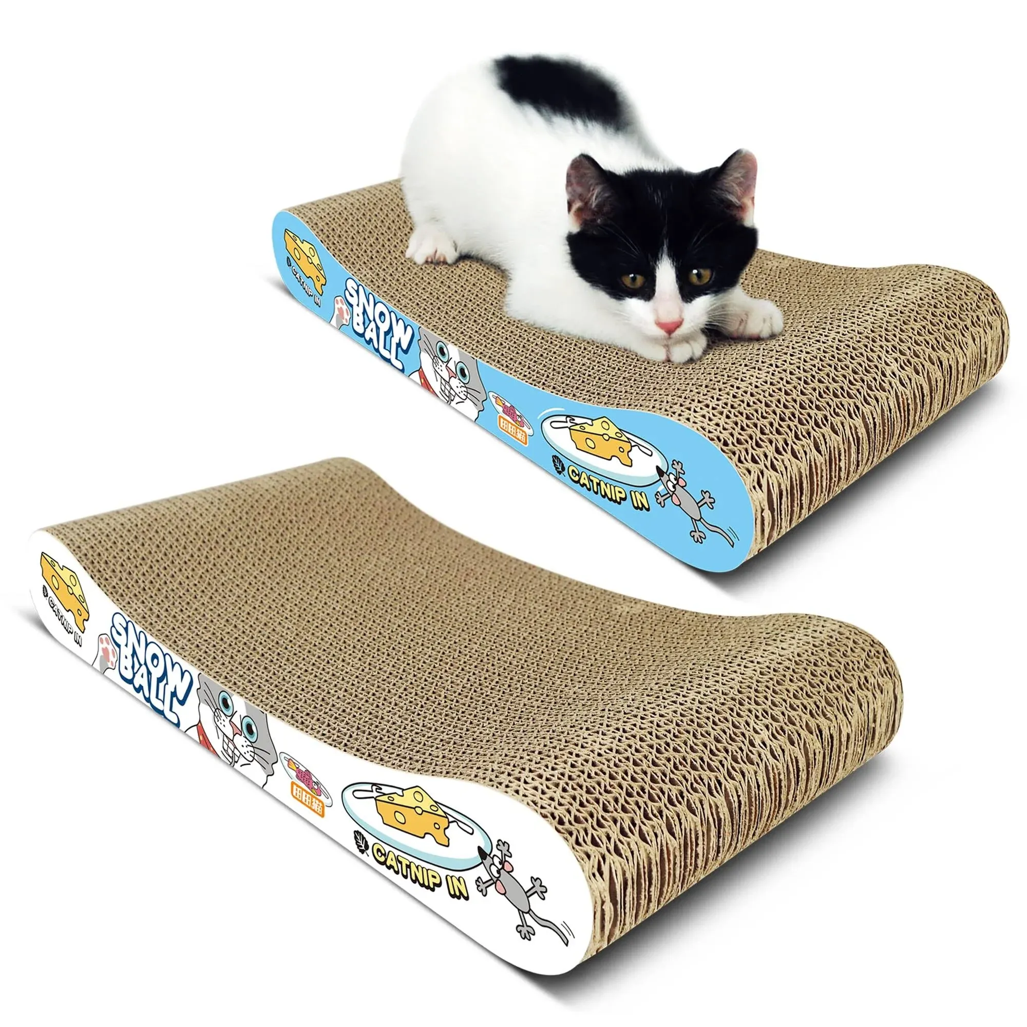 TTcat Cat Scratching Pad, 2 Pack Corrugated Cat Scratcher Cardboard, Bone Type ...