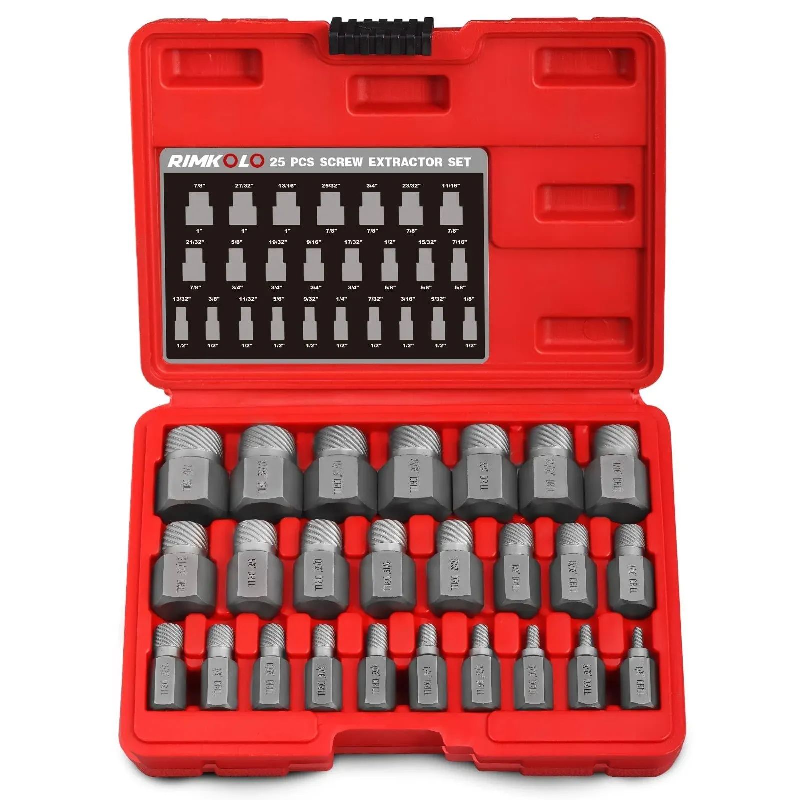 25-Piece Screw Extractor Set & 26-Piece Screw Extractors and Drill Bit Set for Removing Broken Studs Bolts Socket Screws and Fittings