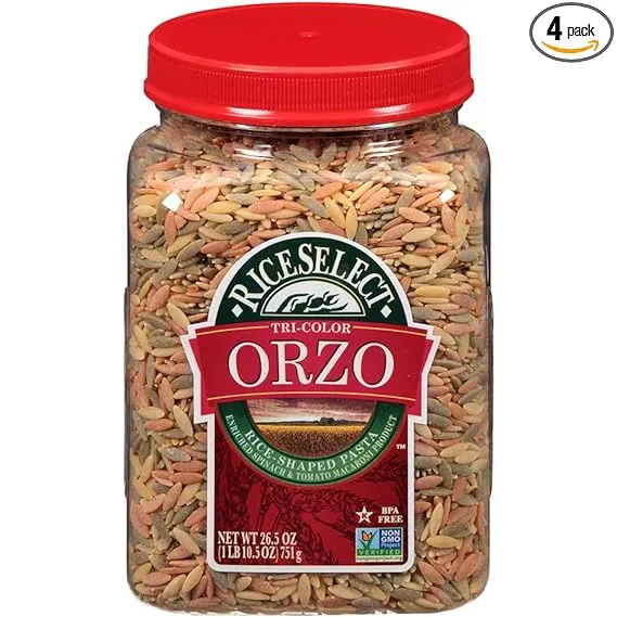 Texmati Tri-Color Orzo Pasta 26.5 Oz Jar - 4ct Case