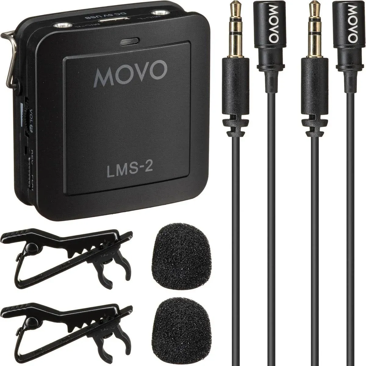 Movo LMS-2 Dual Channel Lavalier Microphone for iPhone, Android, Computer - Interview Recording Kit with USB, USB Type-C and Lightning Outputs- Compatible with iPhone, iPad, Android, PC and Mac