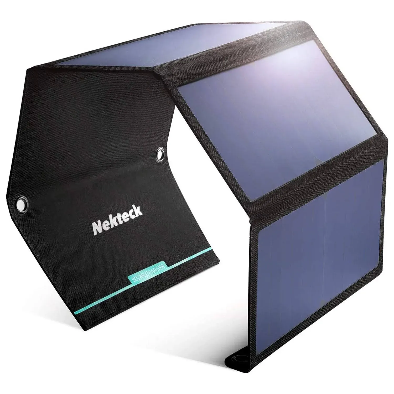 Nekteck 28W Foldable Portable Solar Charger with 2 USB Port Ipx4 Waterproof ...