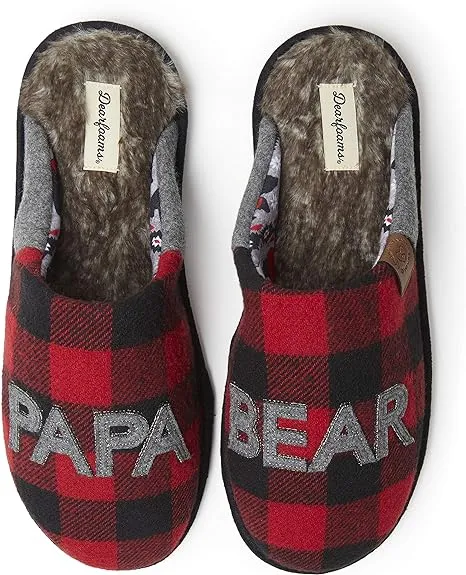 Dearfoams Men's Christmas Gifts for Dad Father Grandpa Matching Family Pajama Papa Bear Slipper