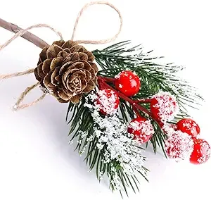 FUTERLY 10 Pcs Christmas Berries Pine Cones for DIY Crafts-Christmas Tree Picks ...