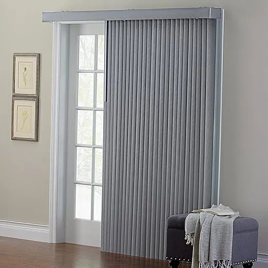 BrylaneHome Embossed Vertical Privacy Slat Blinds - 42" W 63" L, Grey