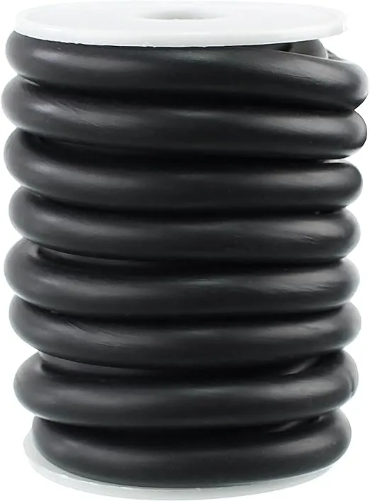 CleverDelights Solid Rubber Cord - 3/8" Diameter - 50 Feet - Buna 70 Durometer - Black - .375" Round