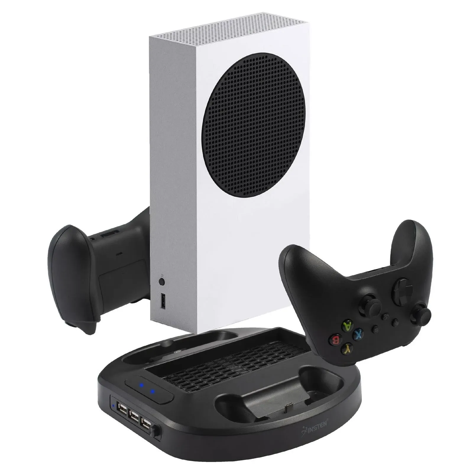 Charging Stand with Cooling Fan, CODOGOY Vertical Stand Compatible with Xbox Series X/S Console&Controller, Dual Controller Charger Station Dock with 3 USB Ports,2*1100 mAh Rechargeable Battery Packs