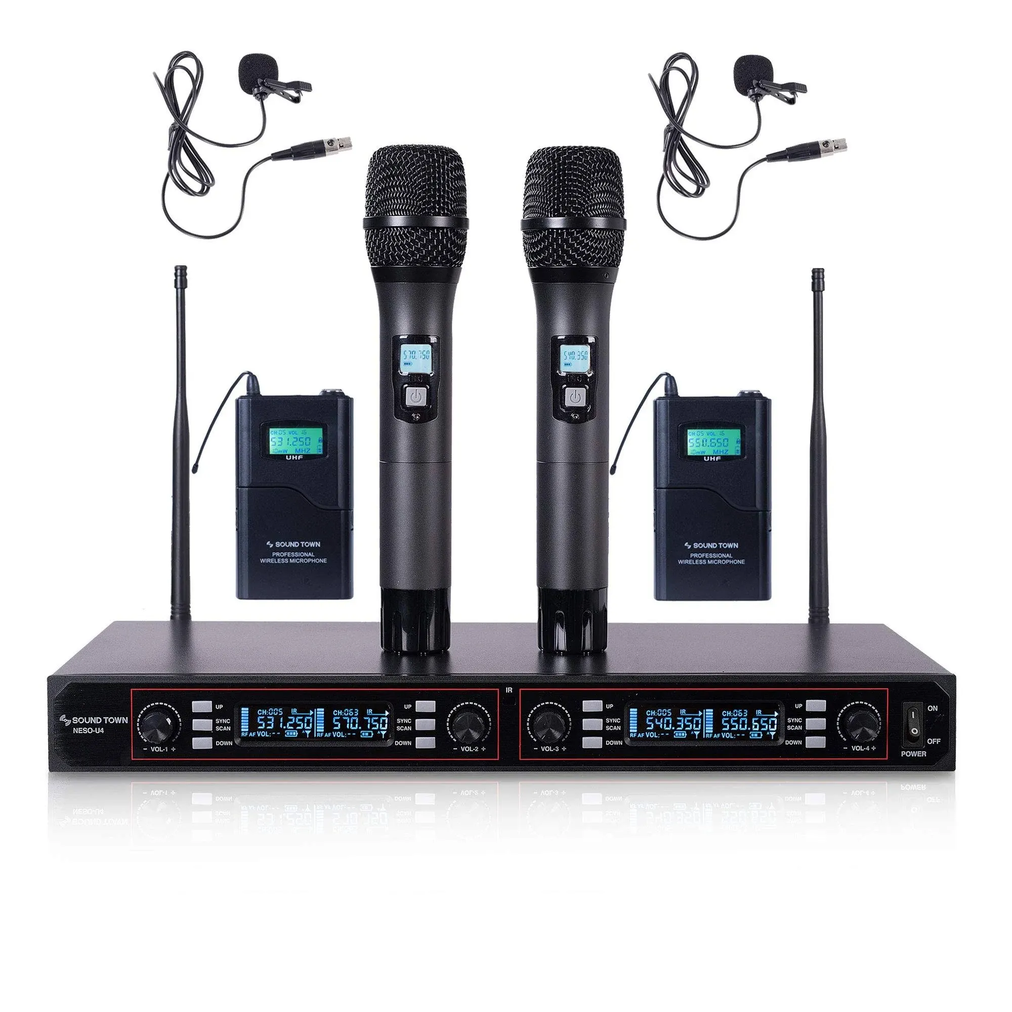 Sound Town 200-Channel Metal Mountable UHF Wireless Microphone LED (NESO-U4HL)