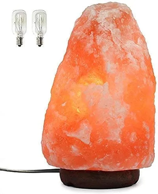 7 Inch Himalayan Salt Lamp with Dimmer Cord - Night Light Natural Crystal Rock Classic Wood Base Authentic from Pakistan