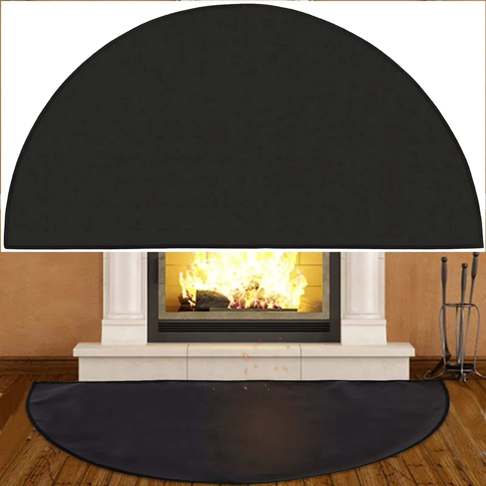 48&#039;&#039; × 27&#039;&#039; Half Round Fireplace Mat 4-Layer Fiberglass Fireproof Mat Fire Re...