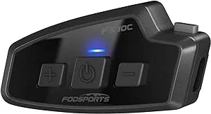 FODSPORTS Mesh Motorcycle Intercom, FX10C Motorcycle Bluetooth Headset with Audio Multitasking, Up to 24 Riders Helmet Communication System with Music Sharing for Motorbike/ATV/Dirt Bike, 1 Pack