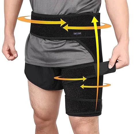 Beister Men and Women Adjustable Hip Groin Stabilizer and Hip Brace for Sciatica Pain Relief, Thigh Leg Compression Support Wrap Sleeve for, Hip Joint Pain, Quad Hamstring Joints Recovery