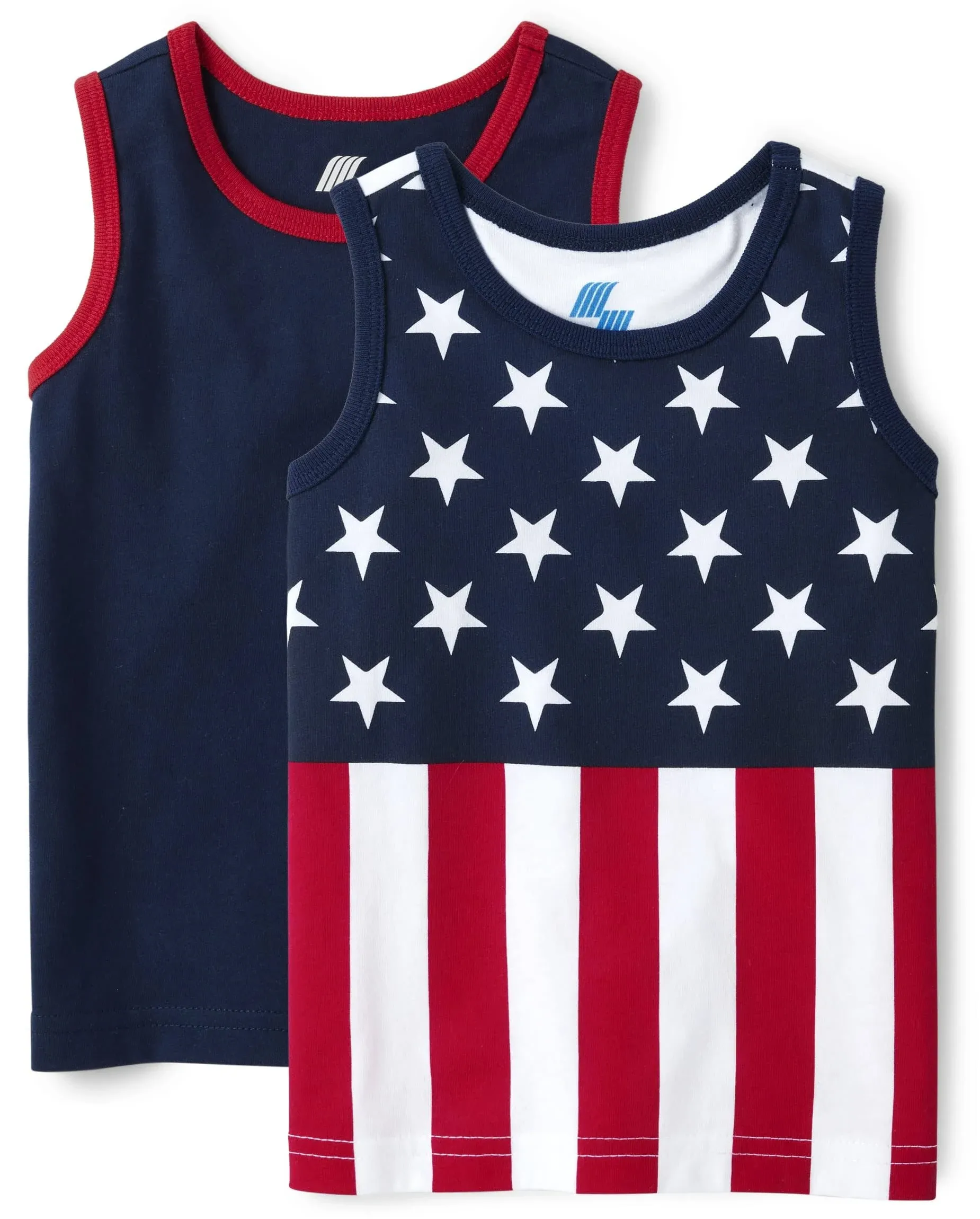 💖🤱Toddler Boys American Flag Tank Top 2-Pack - Multi Cleveland (Size 4T &amp; 5T)