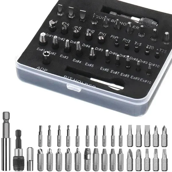 Mohoo 33pcs Damaged Screw Extractor Kit Driver Bits Set Easy Out Stripped Screw ...