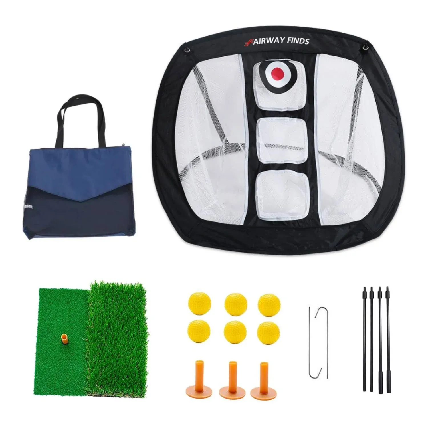 FAIRWAY FINDS Golf Chipping Net | Three Targets Outdoor and Indoor Black 