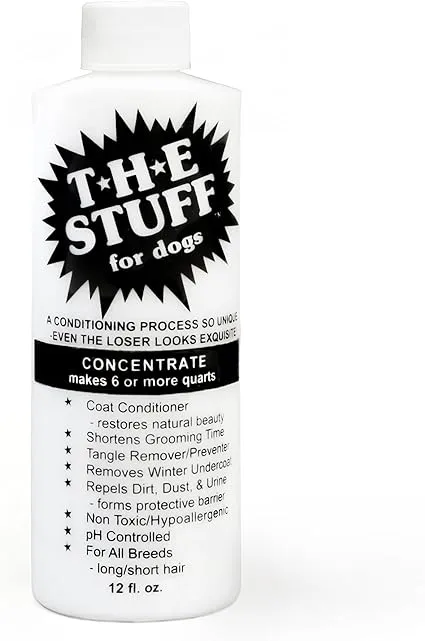 The Stuff Dog Conditioner and Detangler Leave in Spray - Perfect Solution for Managing Matted Dog Hair, 12oz Concentrate (15 to 1) - Top-Rated Dog Detangling and Dematting Product