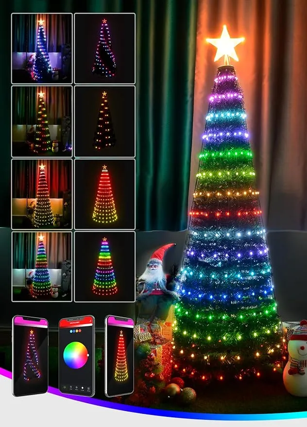 Probro 5ft Collapsible Christmas Tree with Lights Bluetooth Smart App Control ...