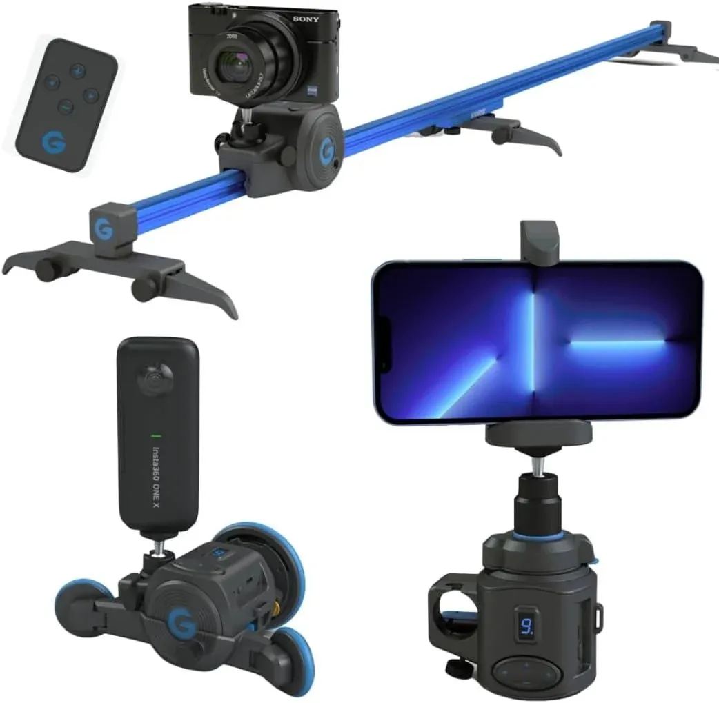 Grip Gear Directors Set - Includes Motor + Sliders + Camera Dolly + 360 Panoramic Mount – Motorized/Manual Camera Slider and Motion Control, Compatible with Mirrorless, Smartphones & Action cams